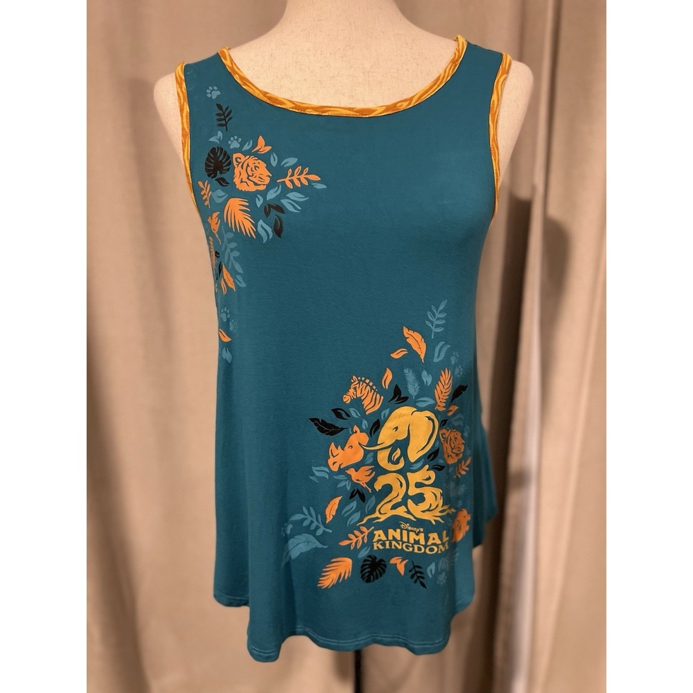 Disney Animal Kingdom Women's Tank Top Floral And Animal Graphics‎ Medium Teal
